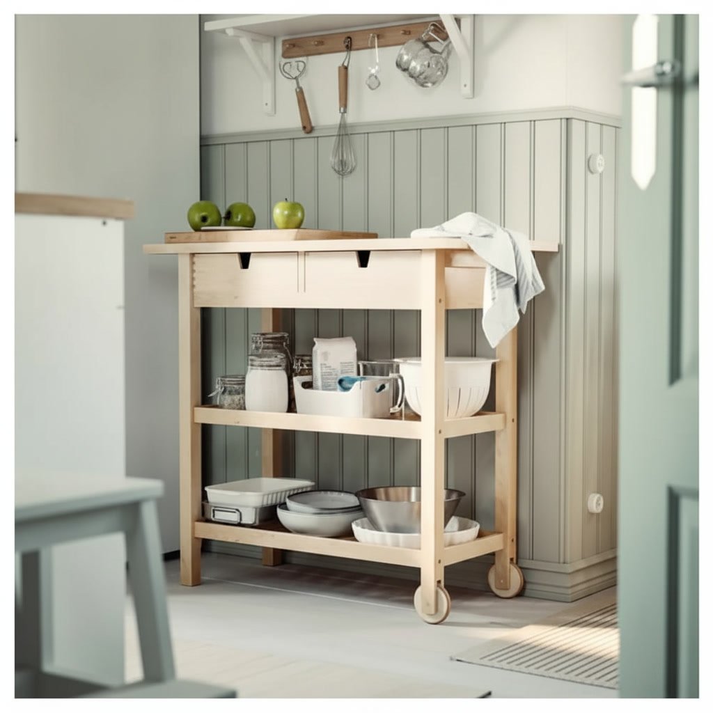 FORVIK Two-Drawer Rolling Kitchen Trolley - Image 3