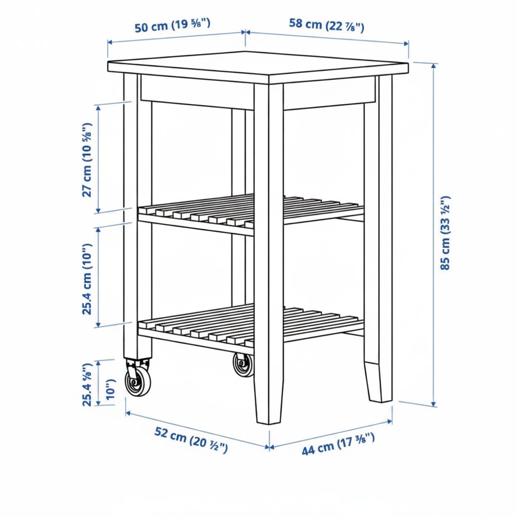 BEKVIK Solid Beech Kitchen Trolley - Image 4