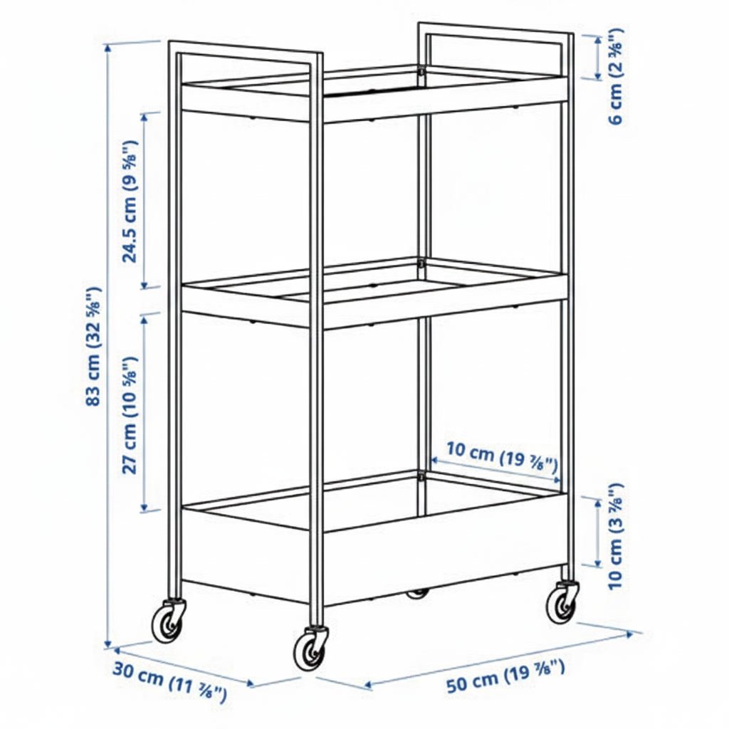 NISSAVIK Kitchen Trolley Three Tier Storage and Serving Unit - Image 5