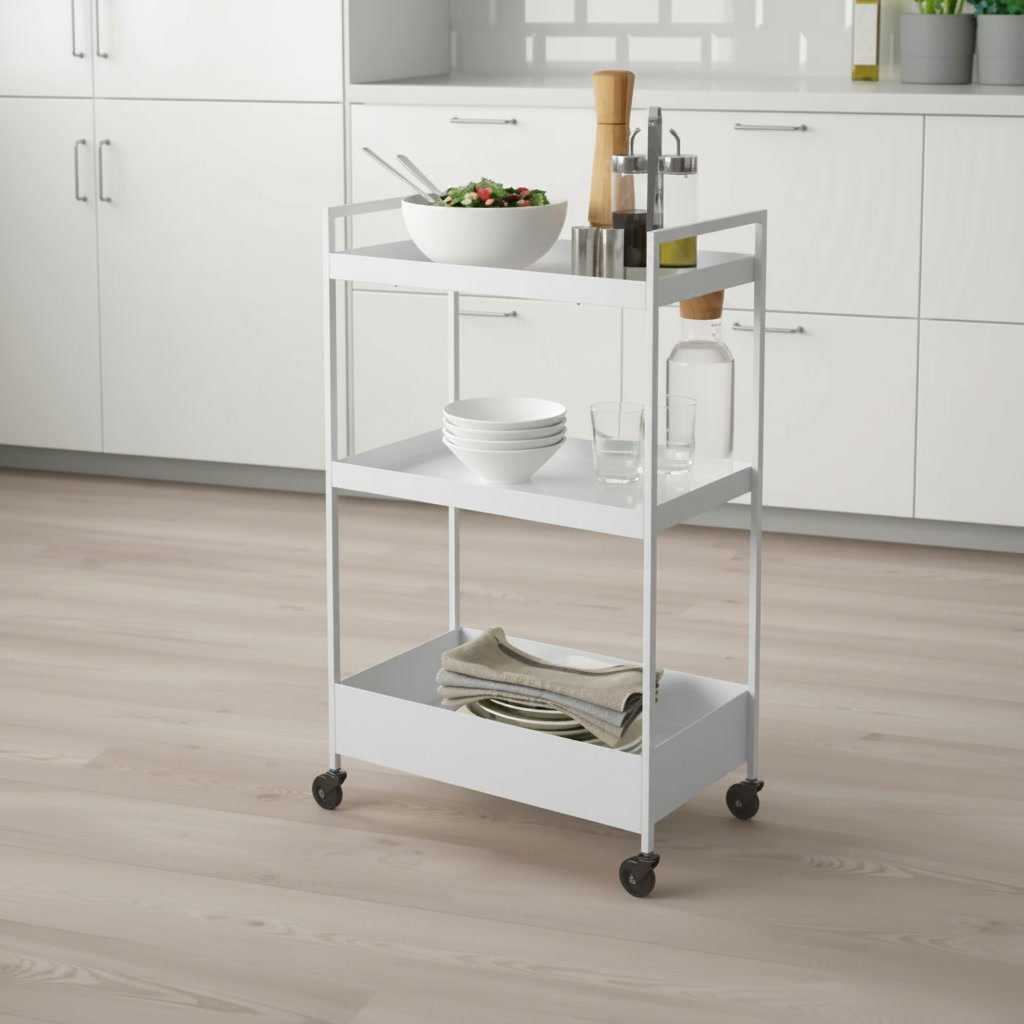 NISSAVIK Kitchen Trolley Three Tier Storage and Serving Unit - Image 4