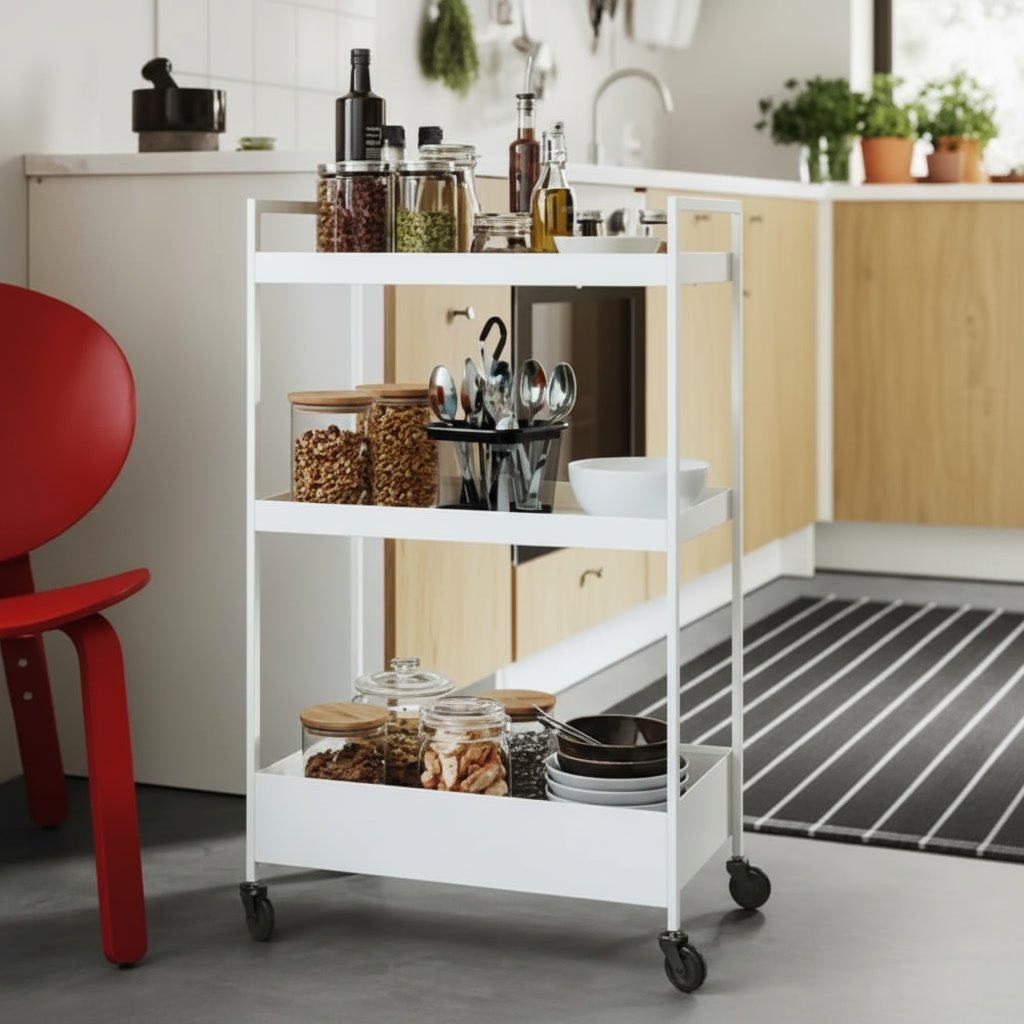 NISSAVIK Kitchen Trolley Three Tier Storage and Serving Unit - Image 3