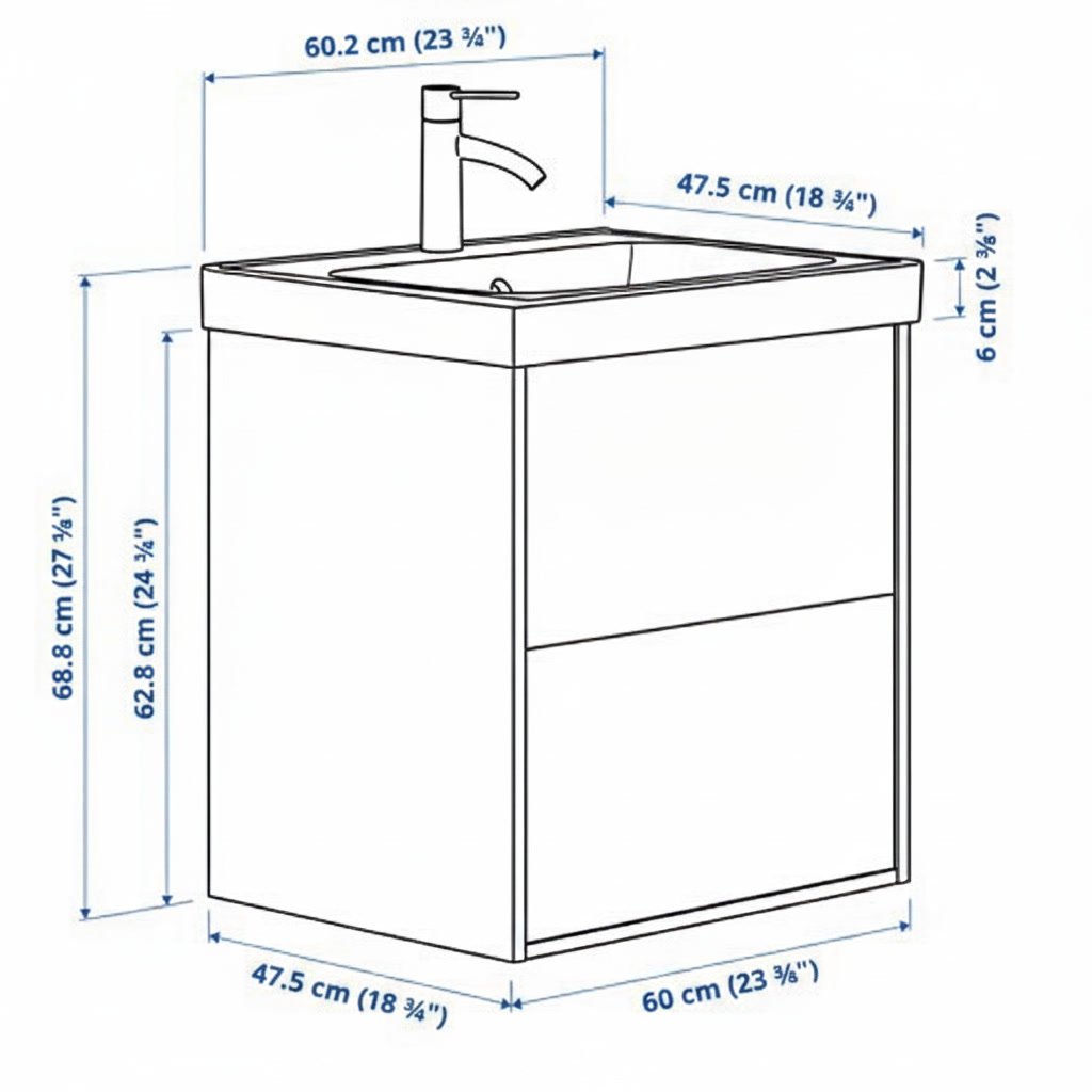 ANGSVIK 2-Drawer Wall-Mounted Vanity Unit - Image 8