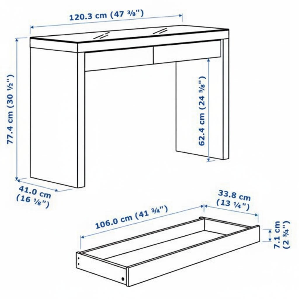 MALVIK Glass Top Vanity Desk - Image 12