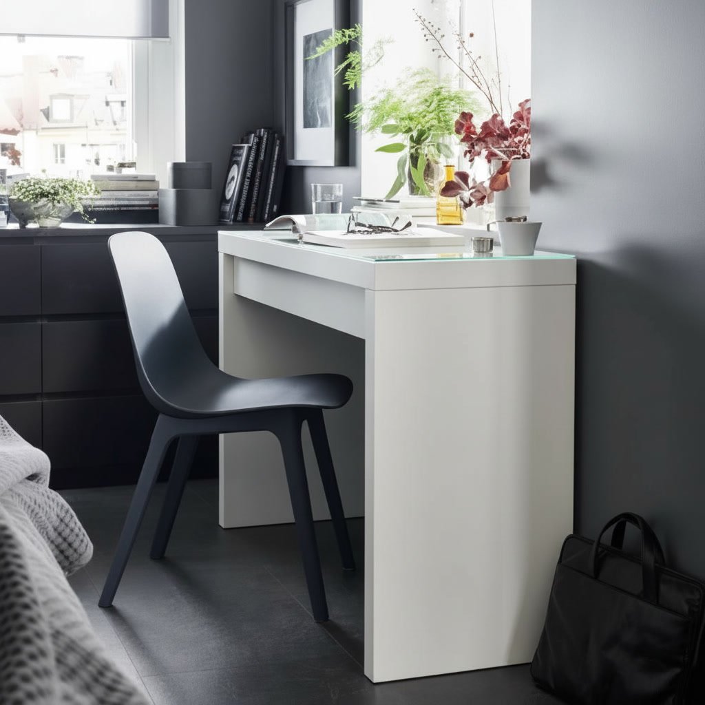 MALVIK Glass Top Vanity Desk - Image 8