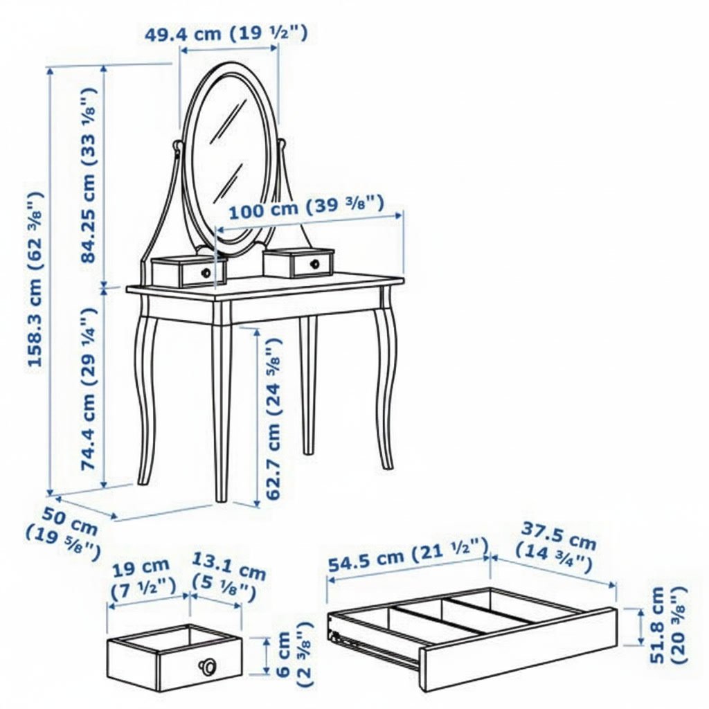 HEMSKA 2-Drawer Vanity Table - Image 6