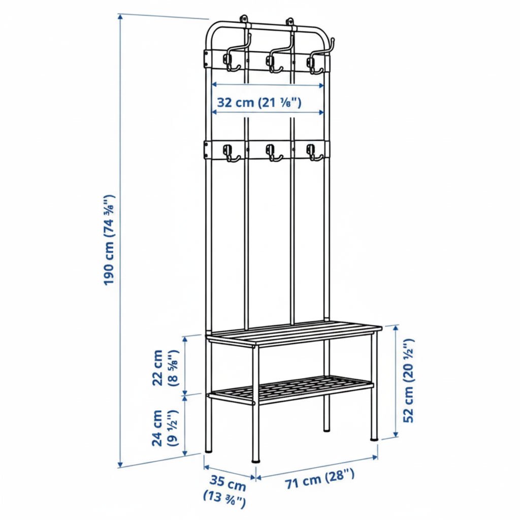 NIPVIK Hall Tree Bench Shoe Storage Unit - Image 6