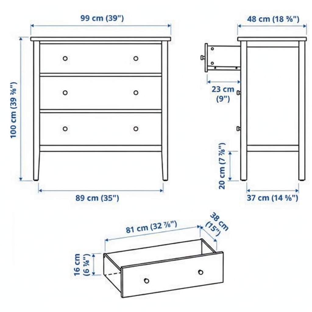 VALDORA Solid pine 3-Drawer Storage Chest - Image 13