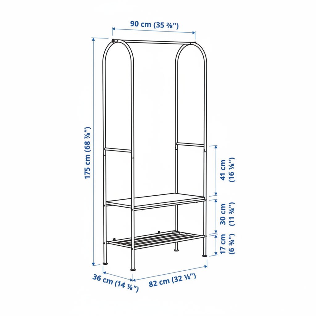 GRAFVIK Tall Arched Clothes Rail Unit - Image 6