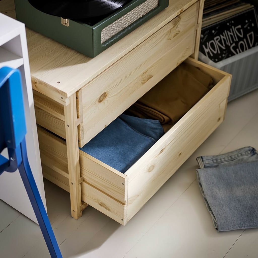 KRONVIK Solid Pine 2-Drawer Storage Chest - Image 3