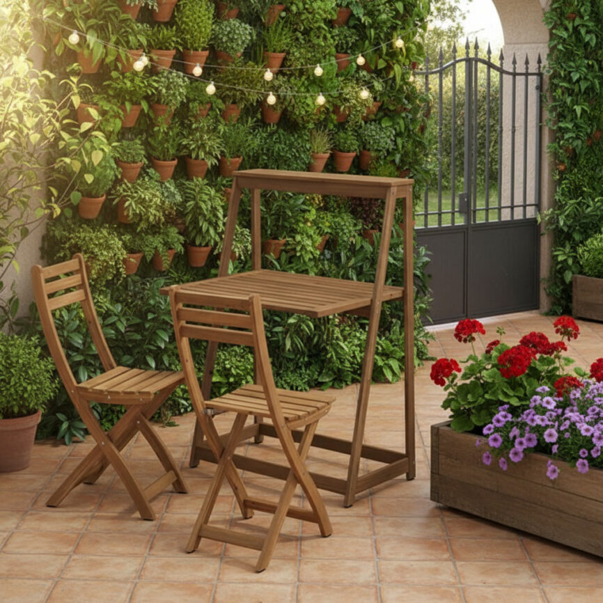 DJUPEN/ASKHOLM Outdoor Table and 2 Folding Chairs