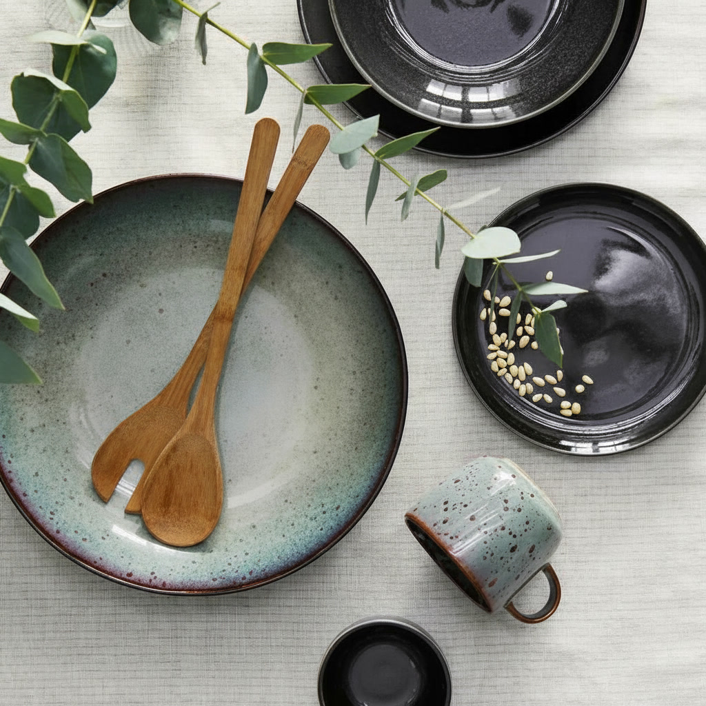 GLADVIK Round Stoneware Serving Bowl 30 cm - Image 3