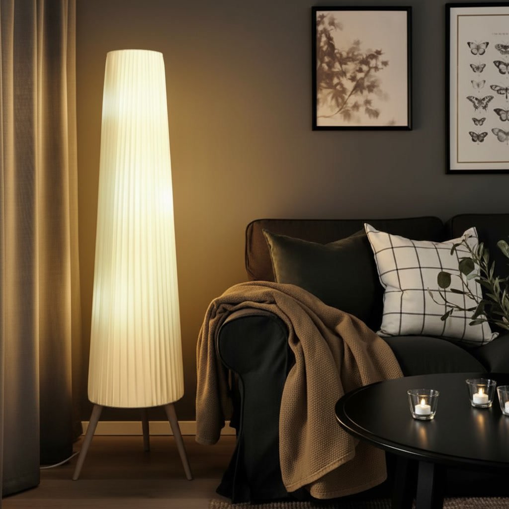 OKENSEN Tall 3-Leg Pleated Shade Floor Lamp - Image 2
