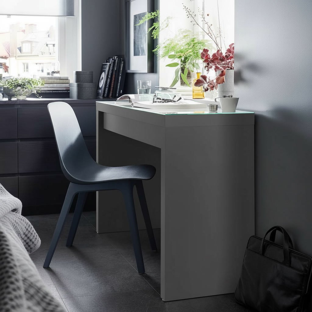 MALVIK Glass Top Vanity Desk - Image 4