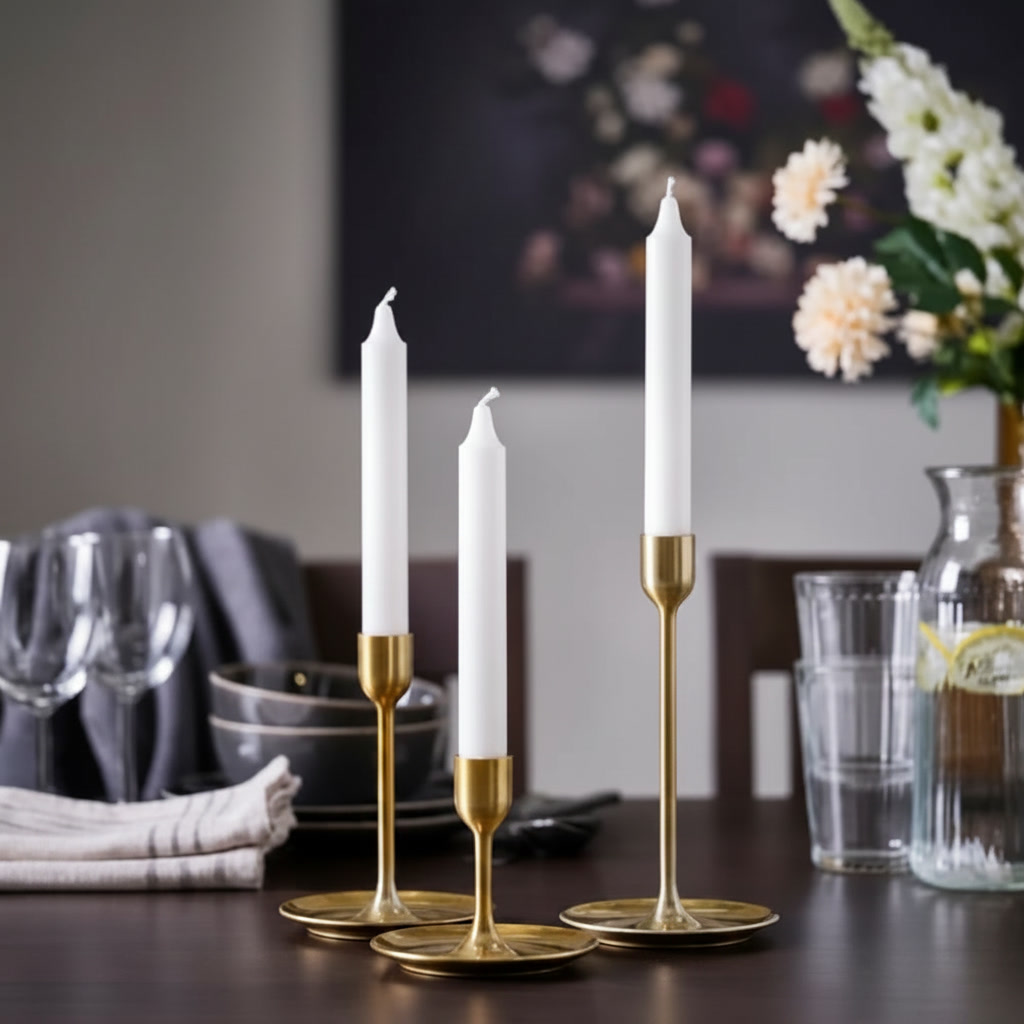 FULLVIK Brass Finish Candlestick Set - Image 2