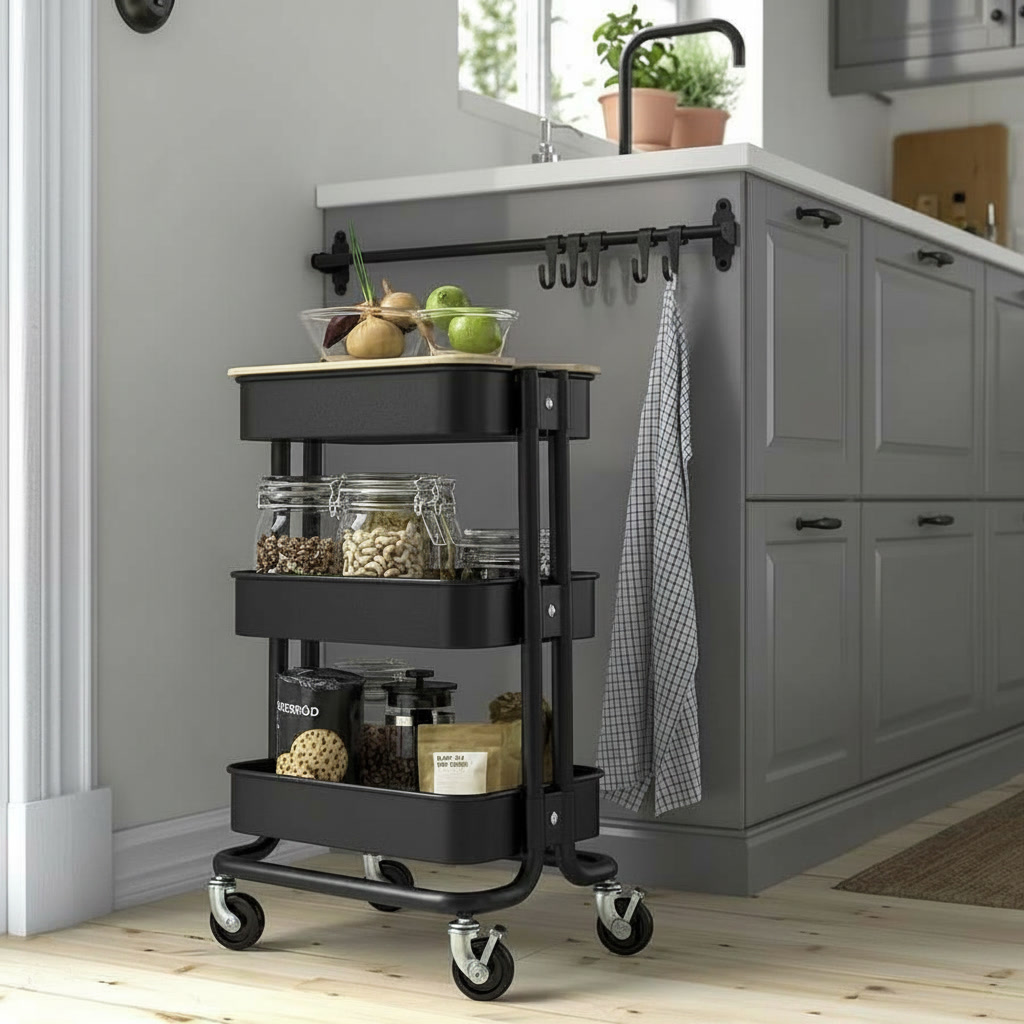 RASKVIK Three-Tier Rolling Storage Trolley - Image 12