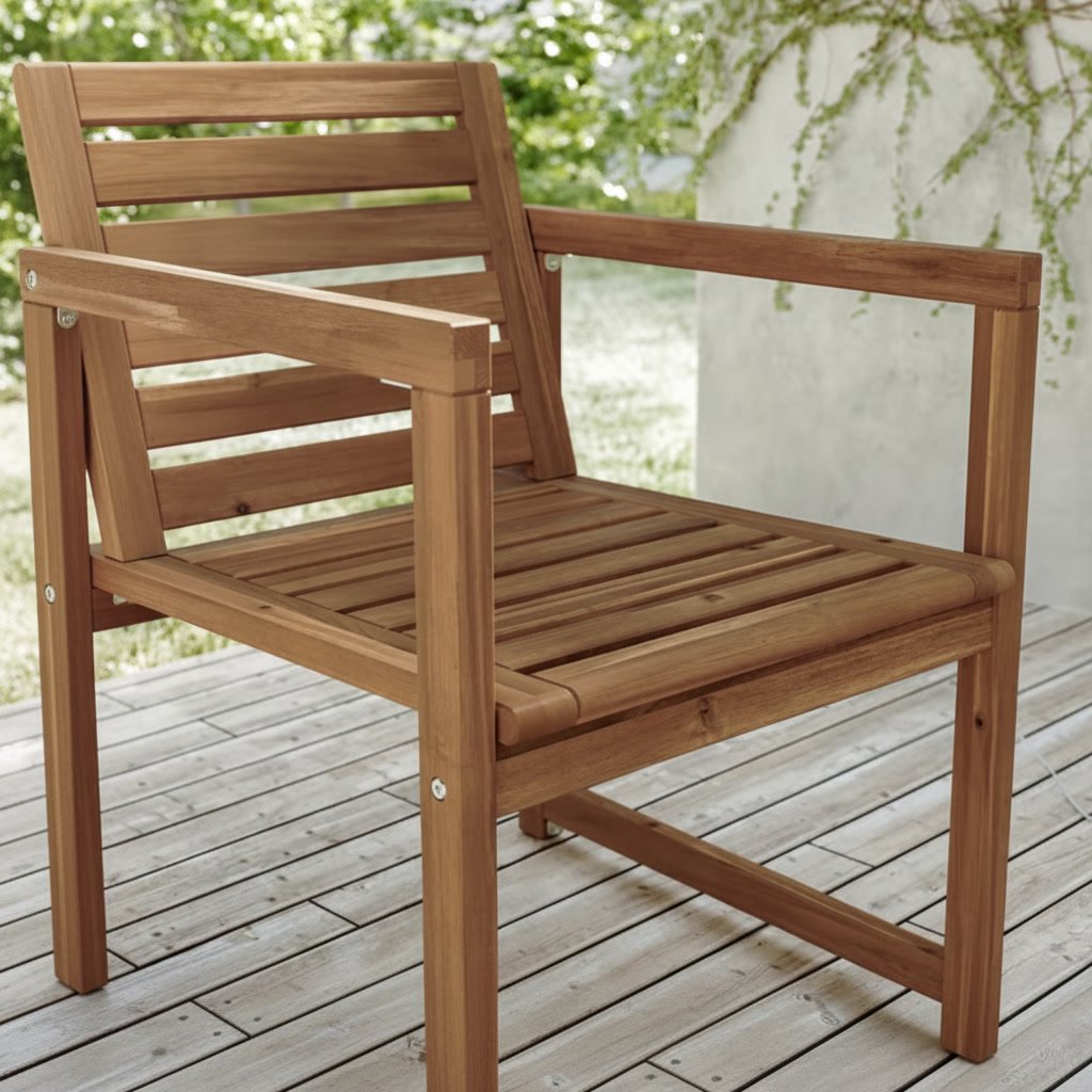 NAMMAROK Solid Acacia Slatted Armchair - Image 2