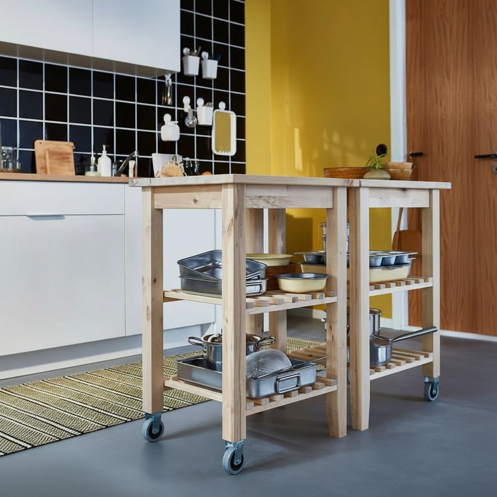 BEKVIK Solid Beech Kitchen Trolley - Image 2