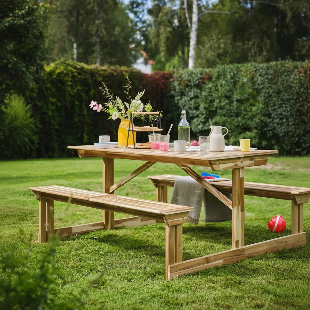 LERHOLM Slatted Bench Table Set - Image 2
