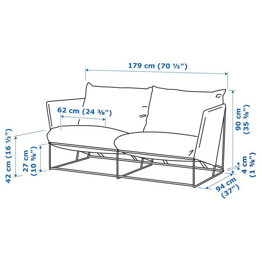 HAVSTAK Metal Frame 2-Seater Sofa - Image 5