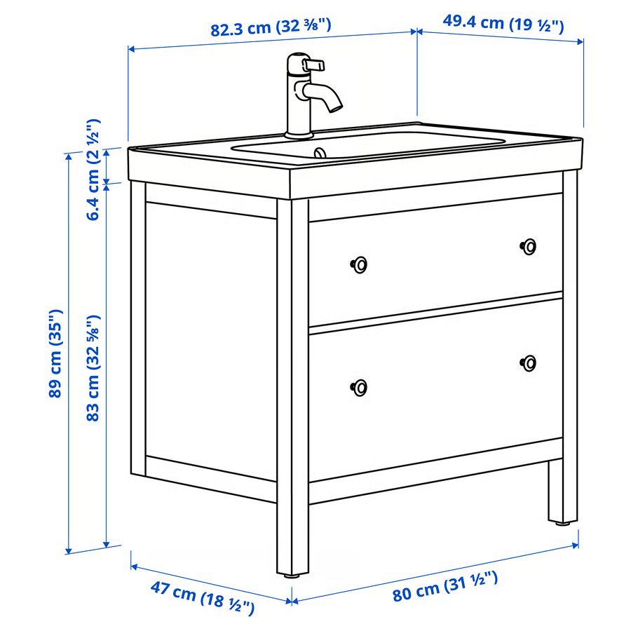 HEMSKA/ORPVIK 2-Drawer Vanity Basin Set - Image 5