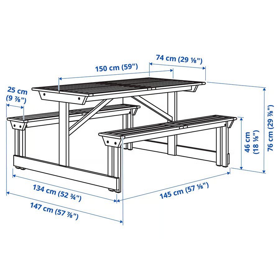 LERHOLM Slatted Bench Table Set - Image 4