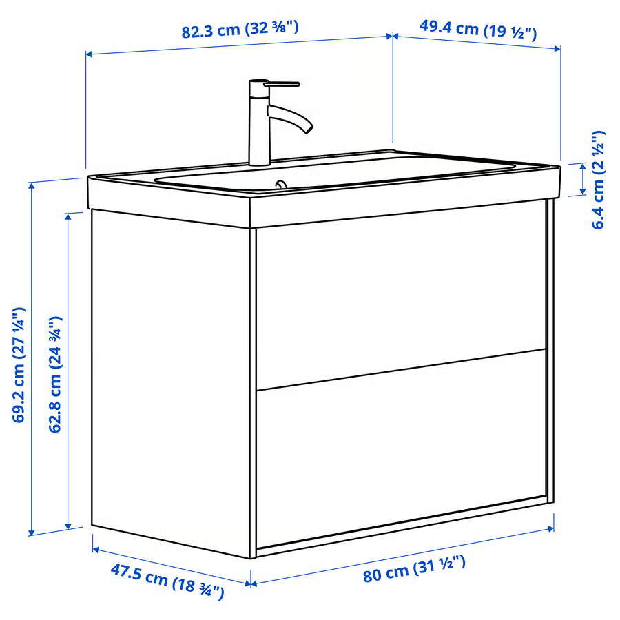 TANNVIK/ORRVIK 2-Drawer Basin Vanity Unit - Image 5