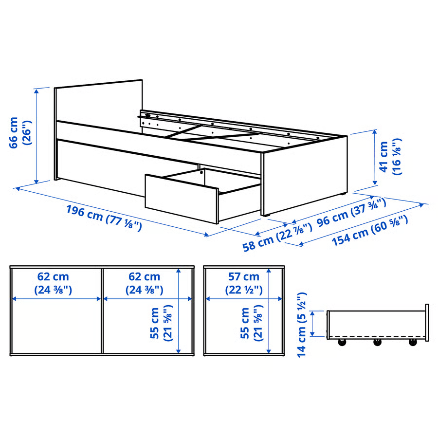 VANTARA Single Bed Frame/Drawers - Image 6