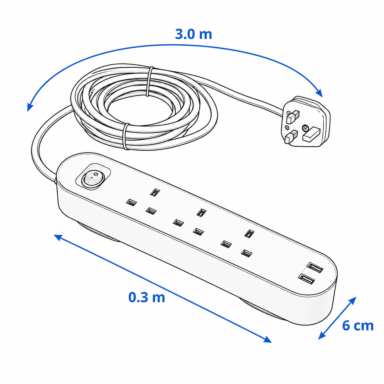 KOPVIK 3-Socket Dual USB Power Strip - Image 2