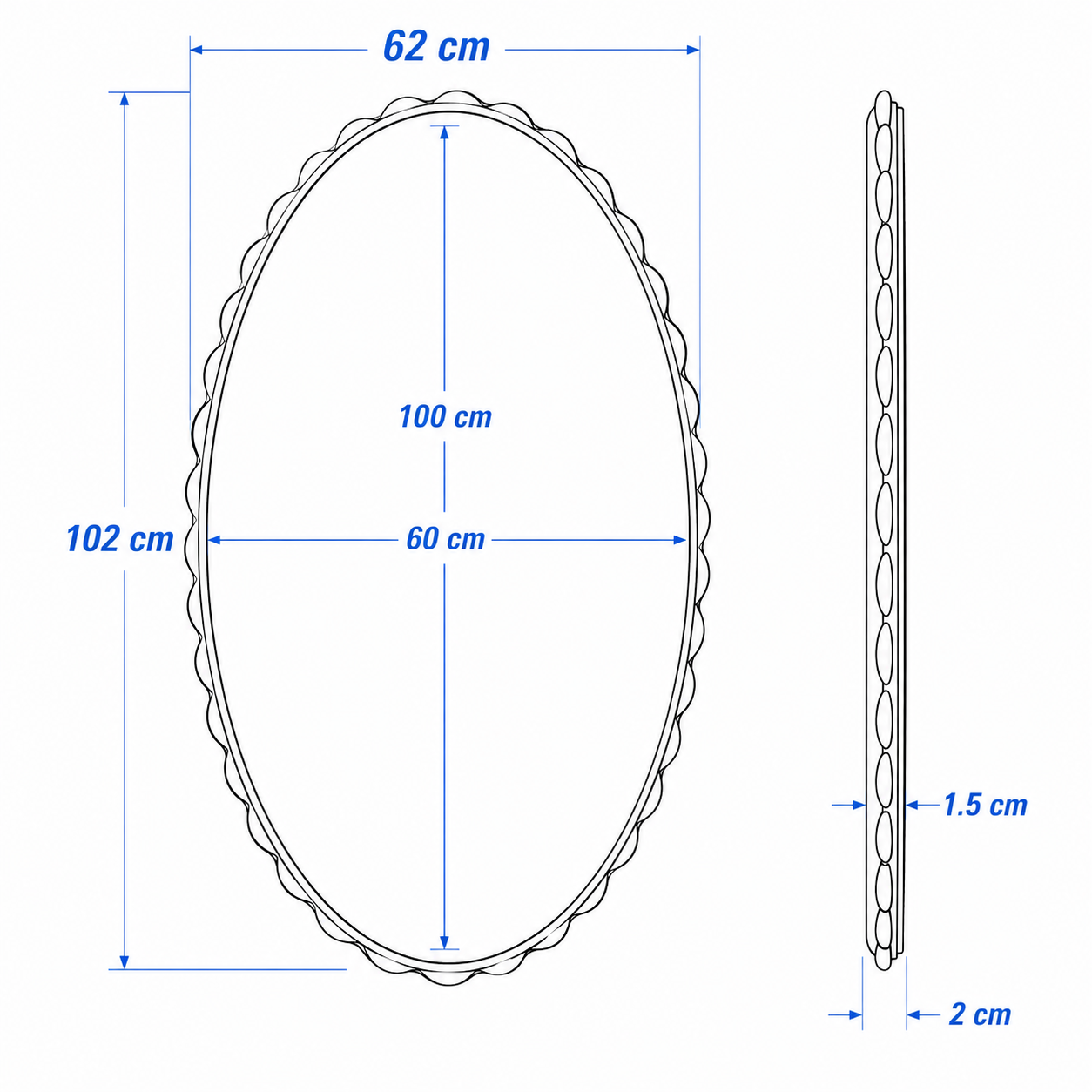DAGVIK Scalloped Oval Wall Mirror - Image 6