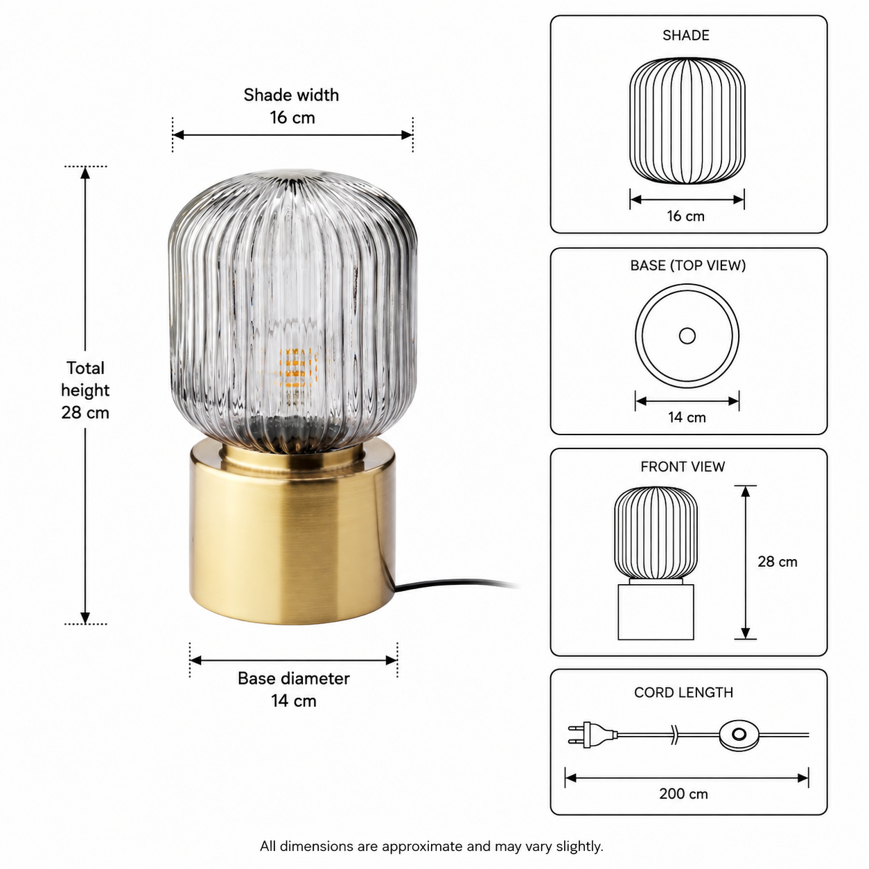 SOLVIK Ribbed Glass Table Lamp - Image 3