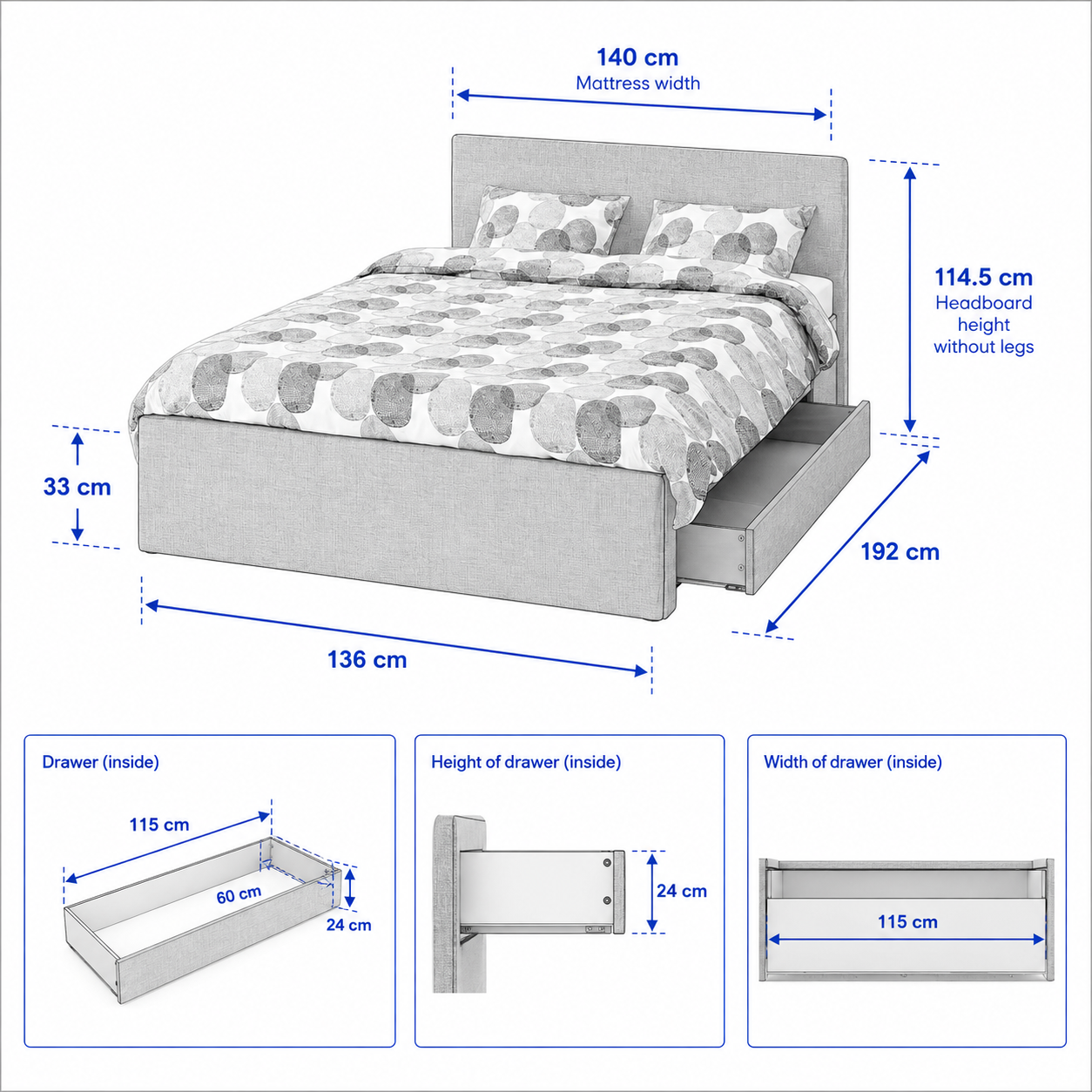 BALVIK Two Drawer Storage Divan Base - Image 3