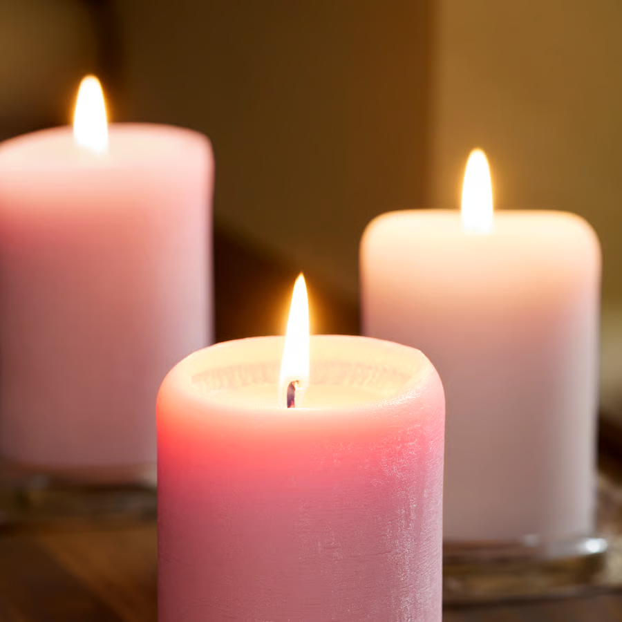 LOTVIK Pink Flowers Scented Pillar Candle - Image 2