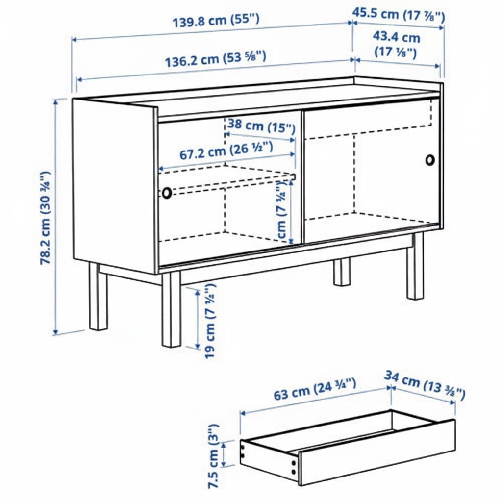 FORSVIK Sliding Door Sideboard - Image 4