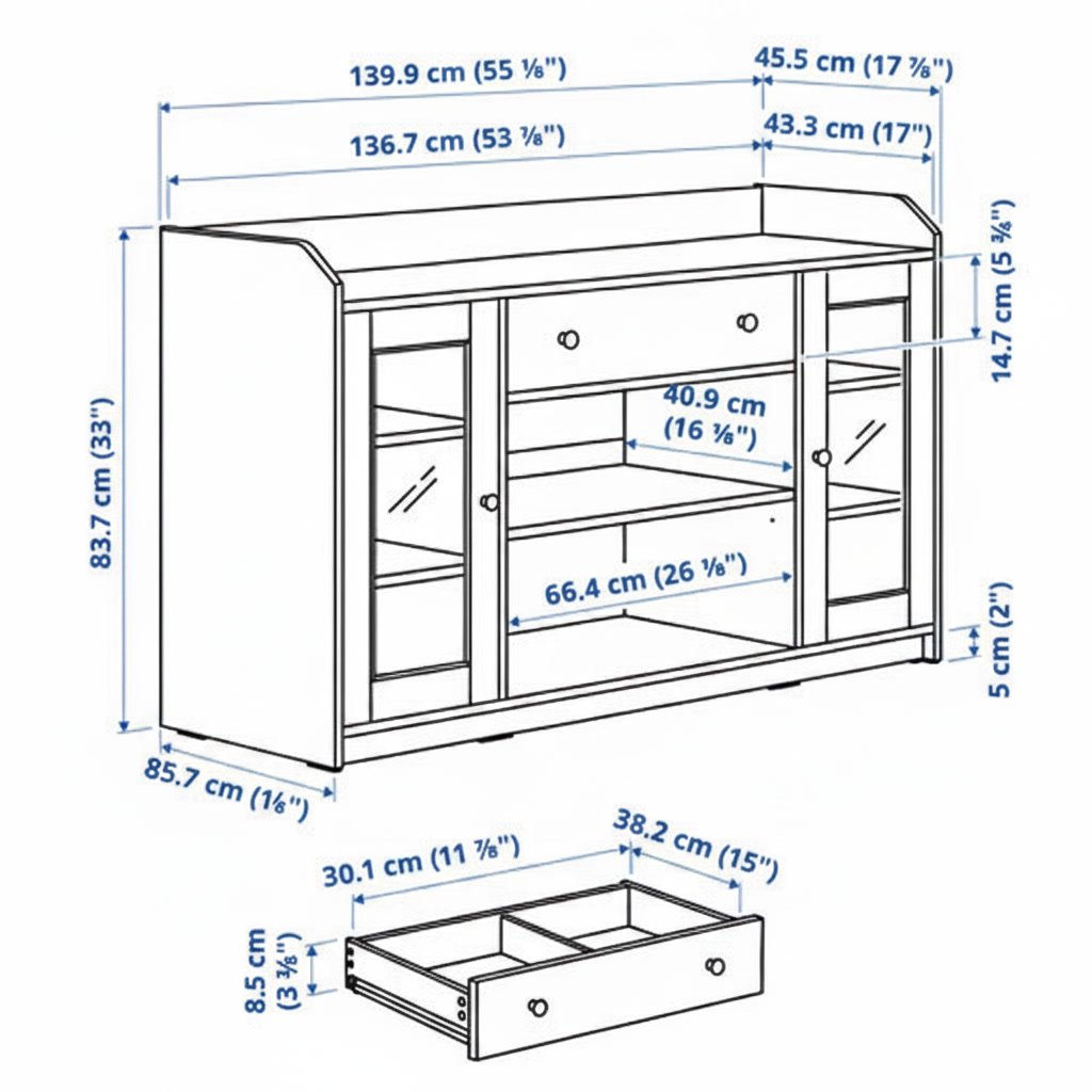 HAVARA Large Sideboard Storage Buffet Cabinet - Image 12