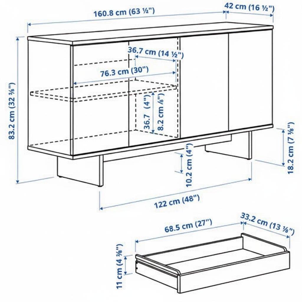 STOCKVIK Oak Veneer Four Door Sideboard - Image 4