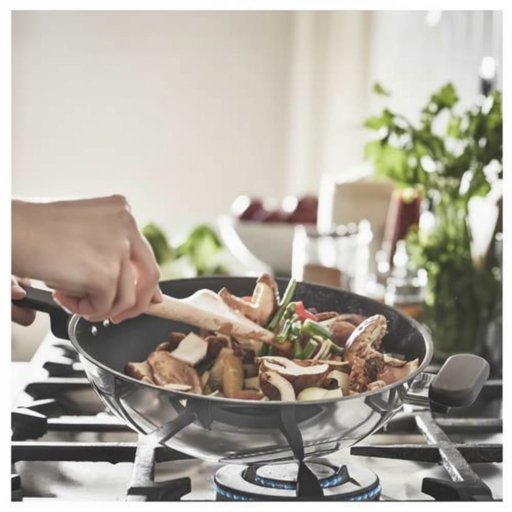 MIDVORA Non-Stick 28cm Stainless Steel Wok - Image 4