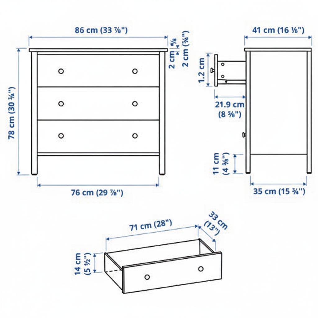 KILVIK 3-Drawer Storage Chest - Image 6