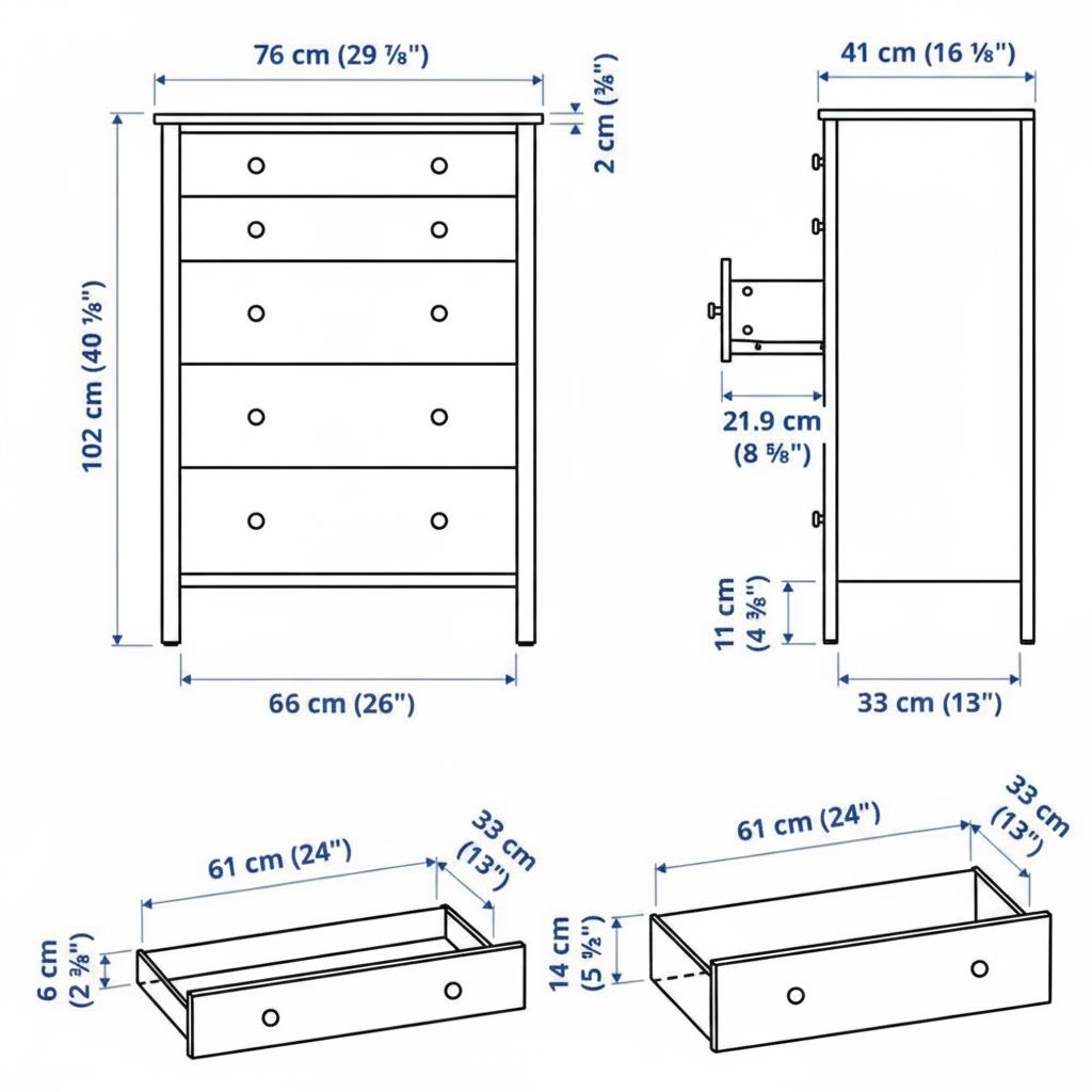 KILVIK Tall 5-Drawer Storage Chest - Image 5