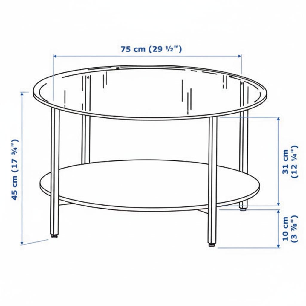 VITTVIK Round Glass Coffee Table - Image 9