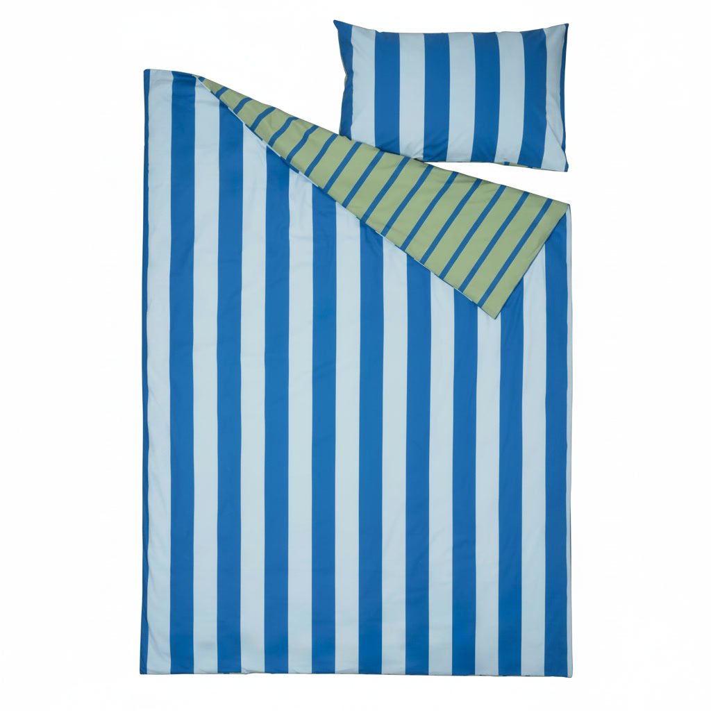BARNVIK Striped Duvet Cover Pillowcase Set - Image 4