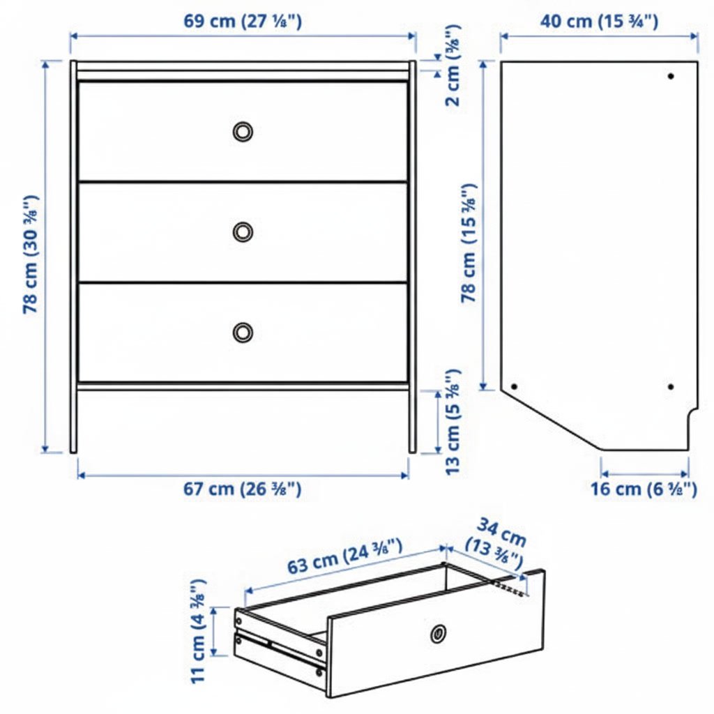 RACKVIK Wall-Mounted 3-Drawer Storage Chest - Image 7