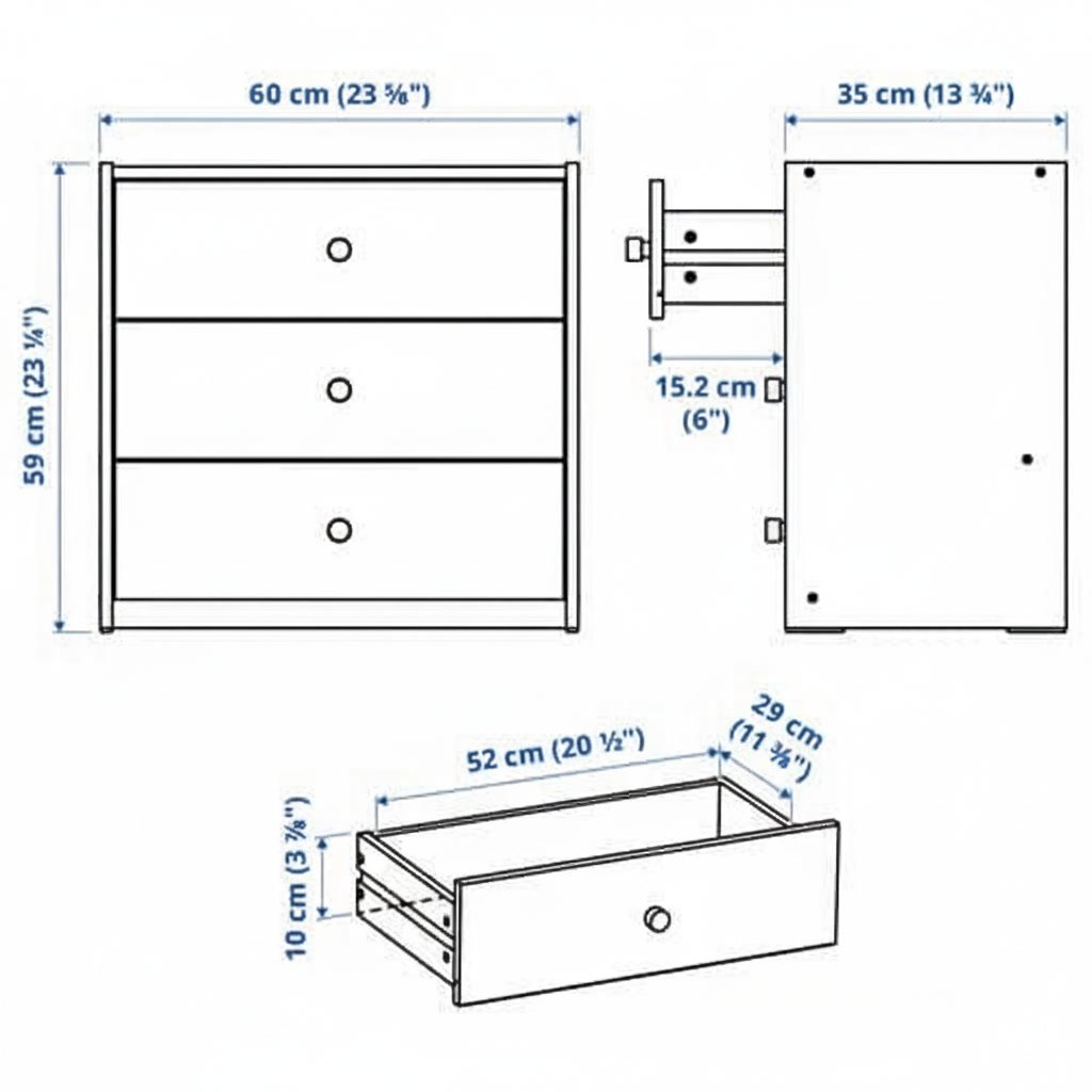 RASTVIK Solid Pine 3-Drawer Storage Chest - Image 6
