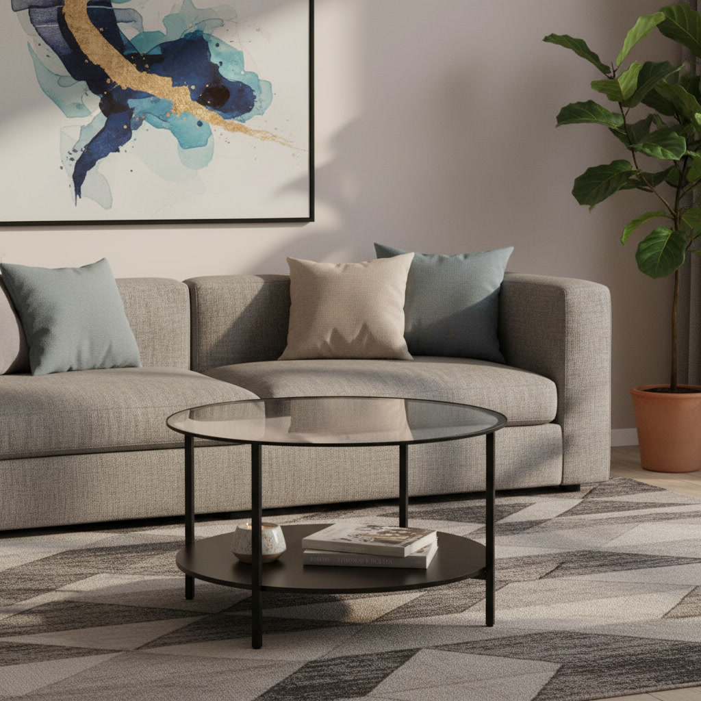VITTVIK Round Glass Coffee Table - Image 3