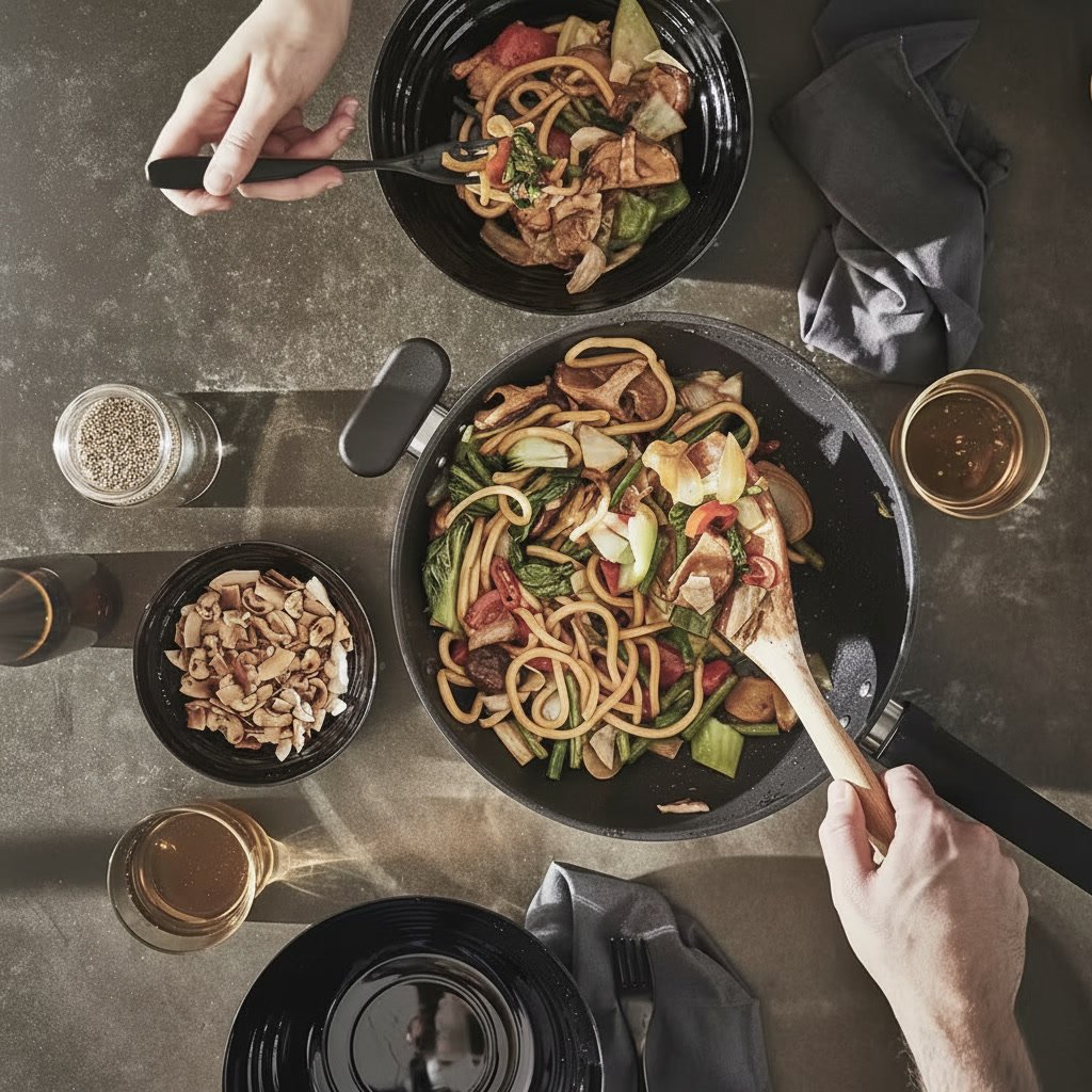 MIDVORA Non-Stick 28cm Stainless Steel Wok - Image 2