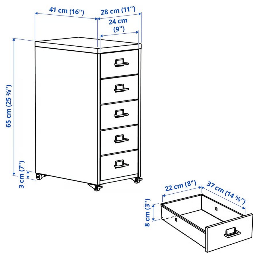 HELVIK 5-Drawer Castor Storage Unit - Image 11