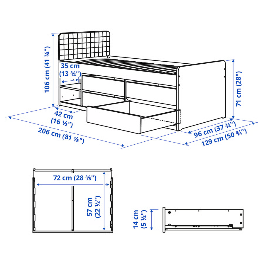 SLAKVIK Headboard Storage Bed Frame - Image 3